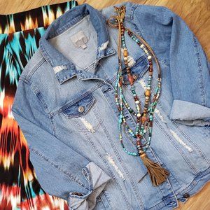 Lovesick Distressed Denim Jacket - Size 3